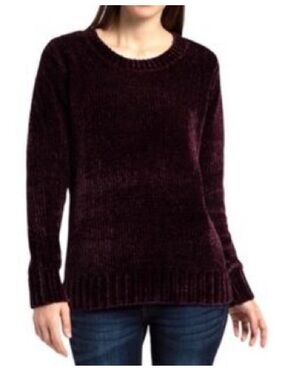 Orvis Velvet-Textured Crewneck Sweater in Deep Plum